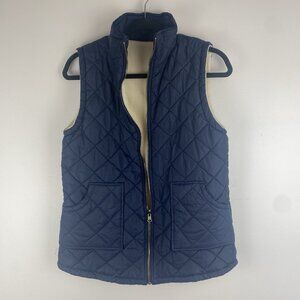 Lexi York Women's Reversible Quilted Vest Size M Navy Blue White Nylon